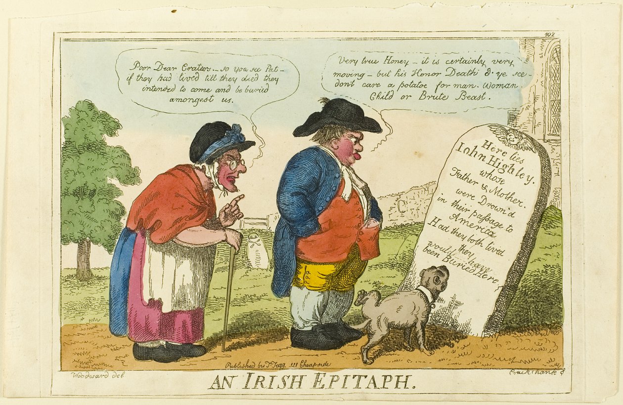 Een Iers Grafschrift door Isaac Cruikshank
