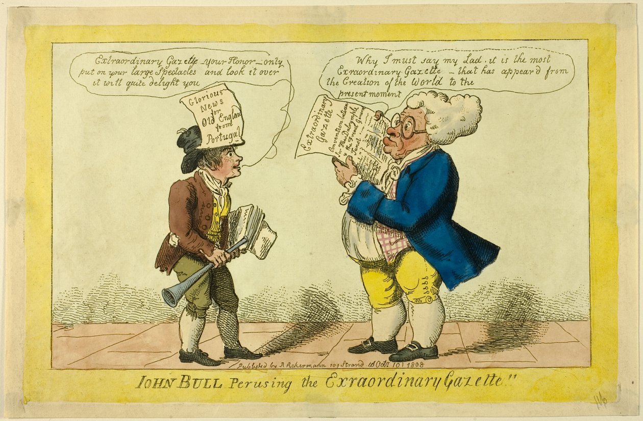 John Bull in de buitengewone krant door Isaac Cruikshank
