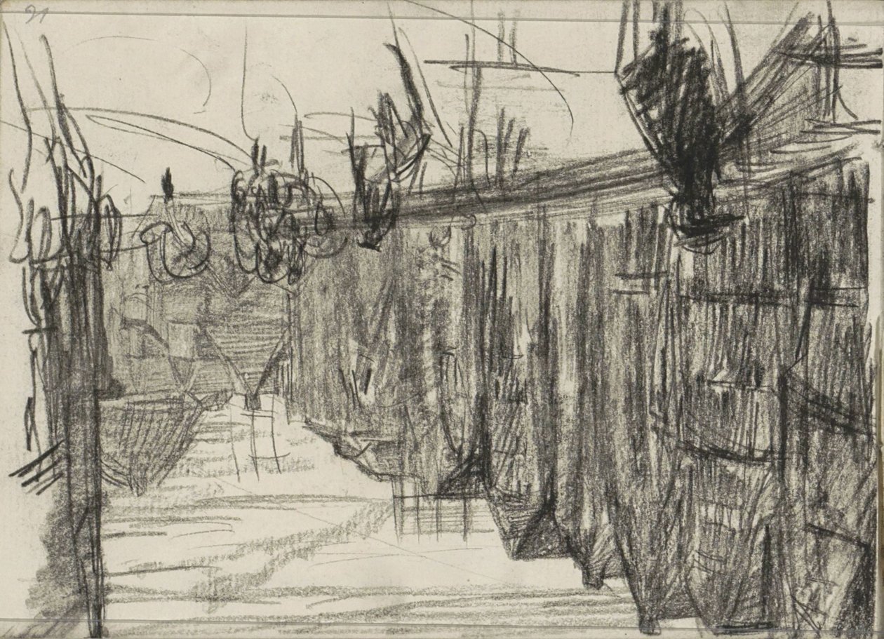 Stadsgezicht met figuren door Isaac Israels