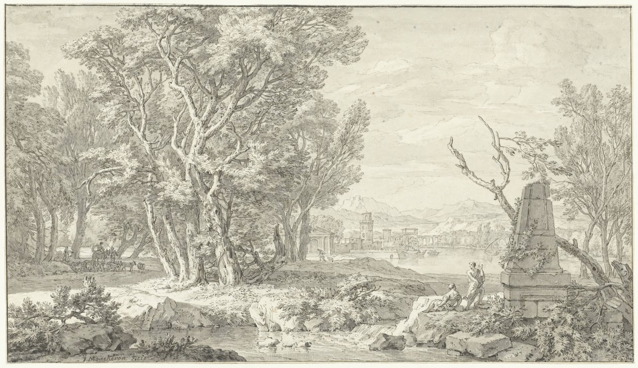 Arcadisch landschap door Isaac de Moucheron
