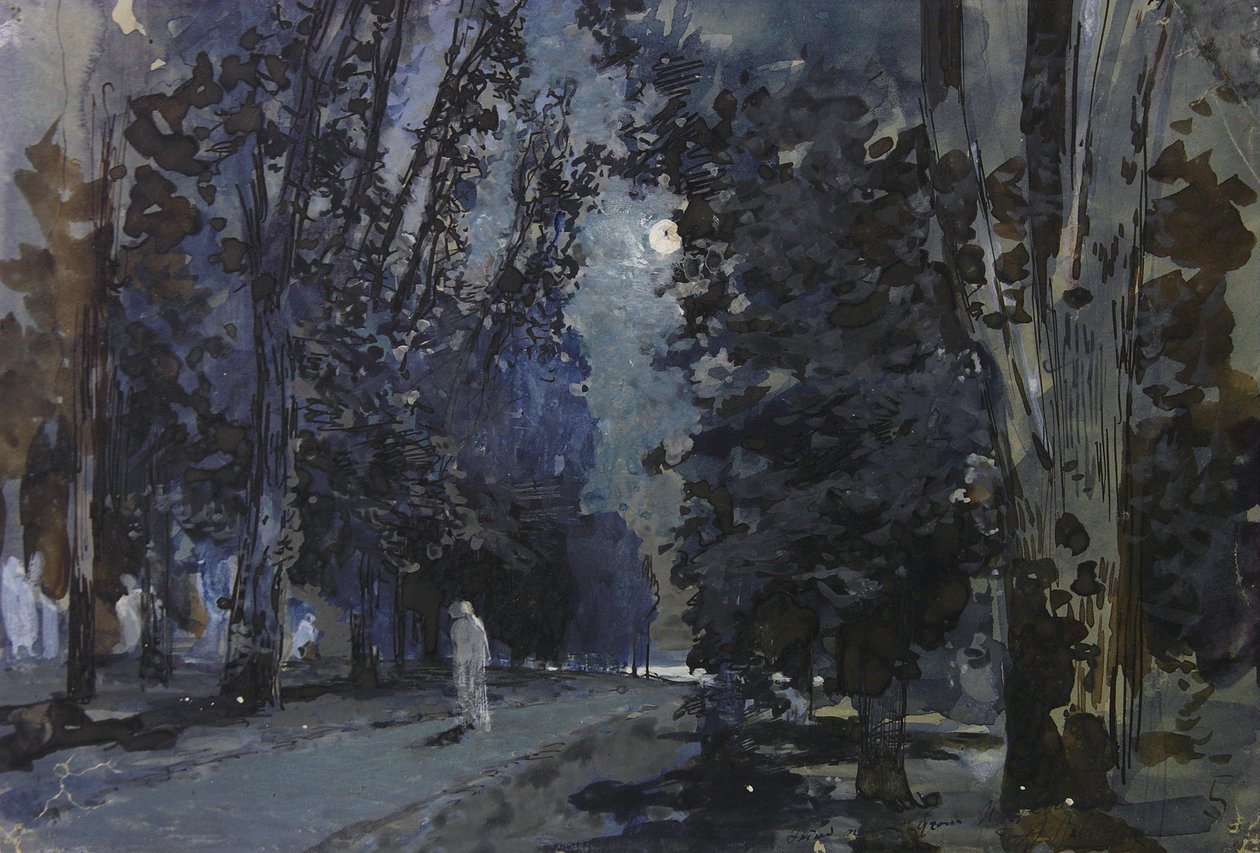 De schaduwen. Maanlichte nacht, 1880s door Isaak Ilyich Levitan