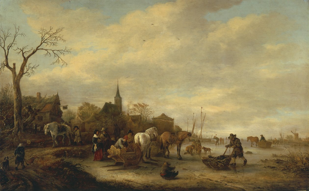 Winterscène door Isack van Ostade