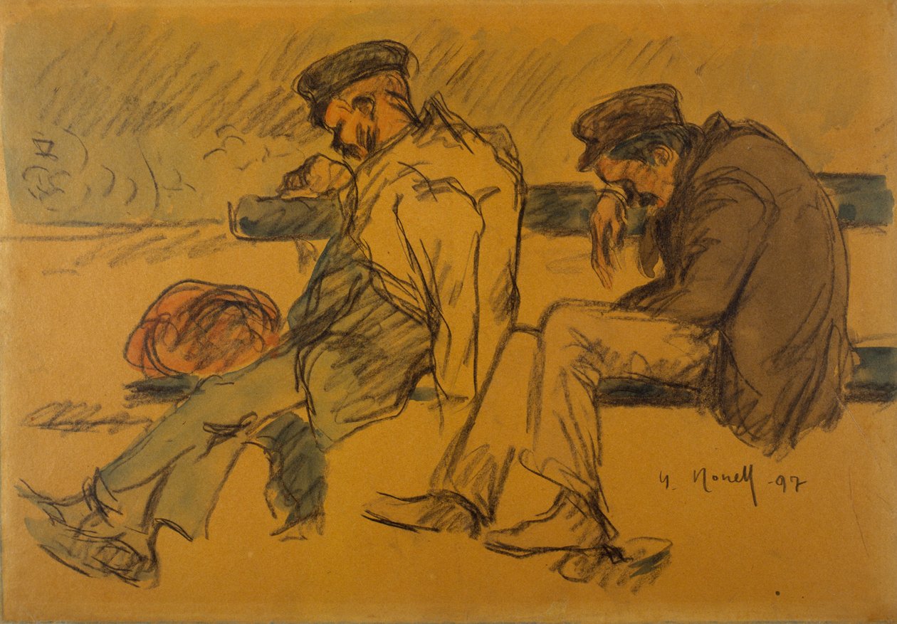 Two Poor Men Sleeping door Isidre Nonell