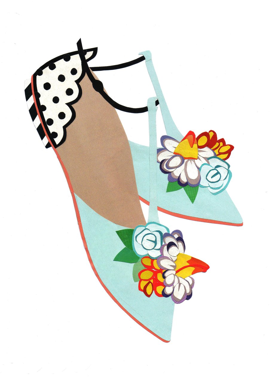Zomersandalen, 2014 (gesneden papier) door Isobel Barber