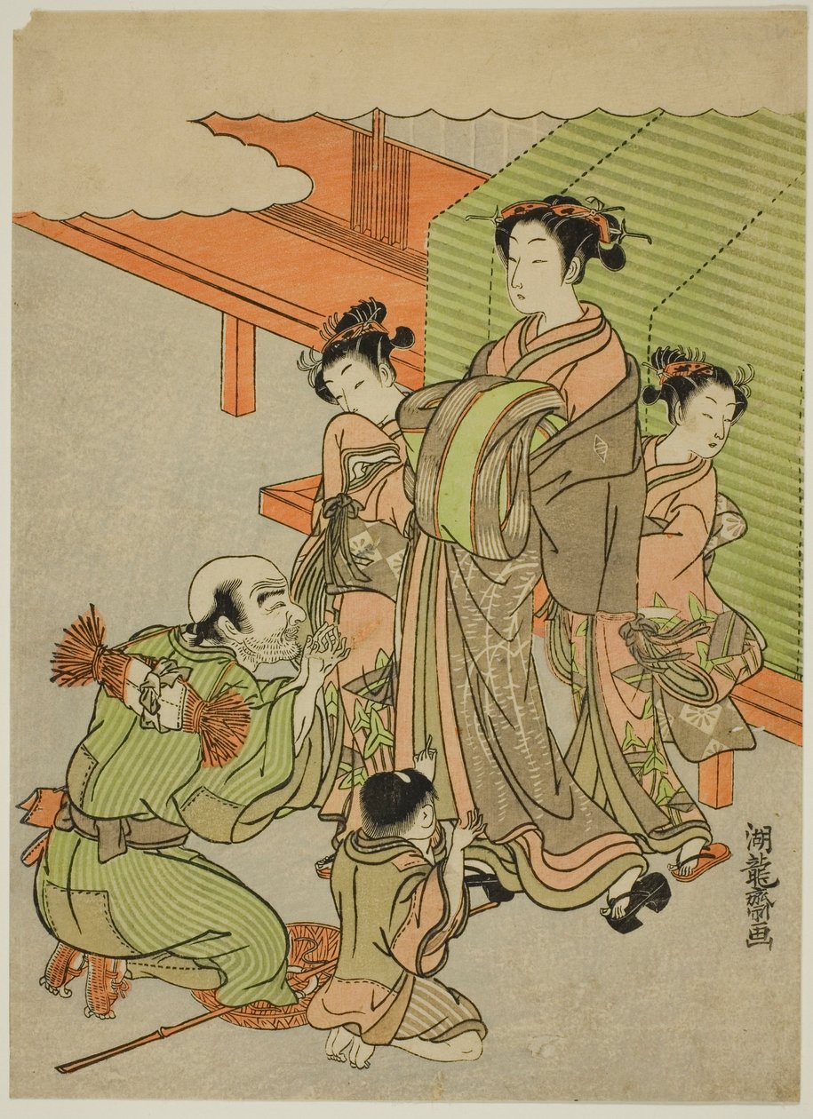 Bedelen om aalmoezen door Isoda Koryusai