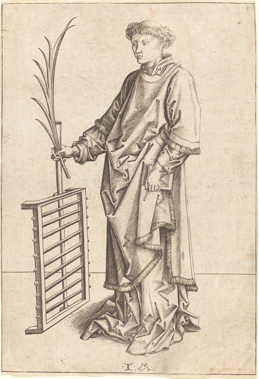 Sint Laurentius, ca. 1480-1490 door Israhel van Meckenem