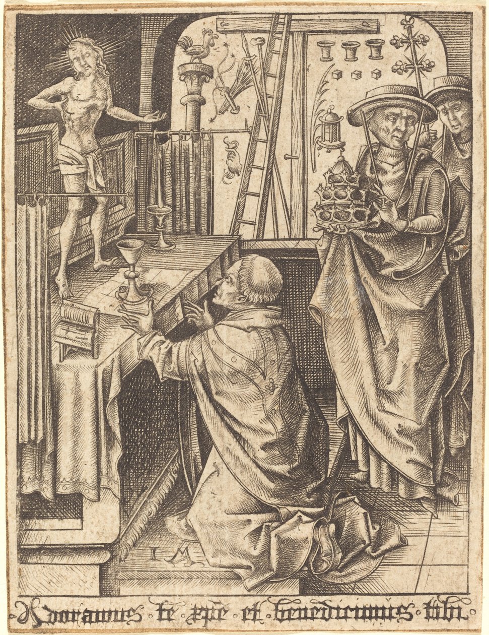 De Mis van Sint Gregorius door Israhel van Meckenem