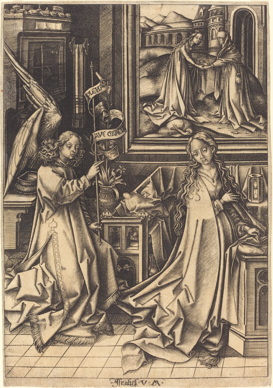 De Aankondiging door Israhel van Meckenem after Hans Holbein the Elder