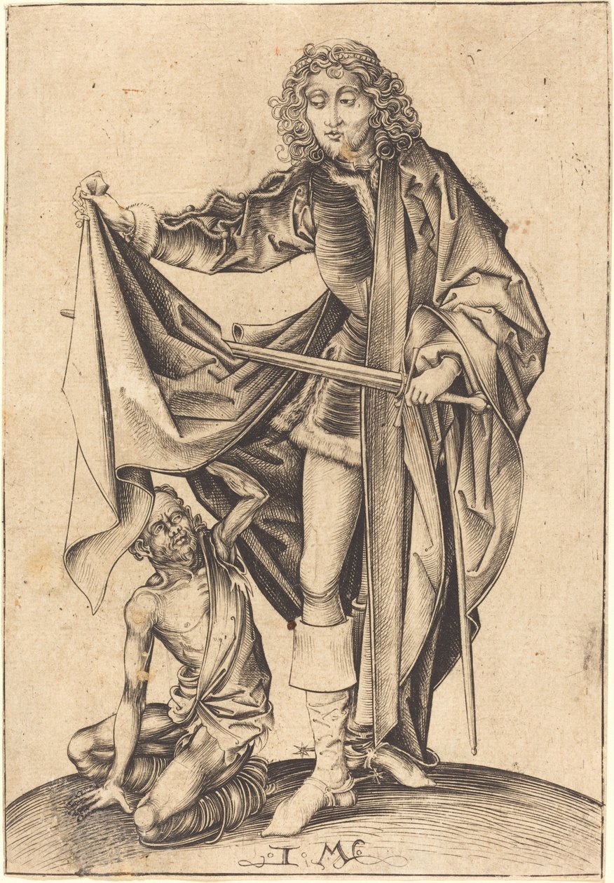 Sint Martinus door Israhel van Meckenem after Martin Schongauer