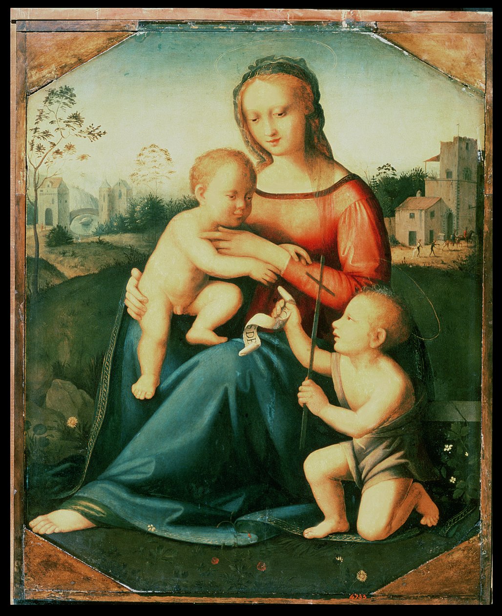 Madonna en Kind met Johannes de Doper door Italian School