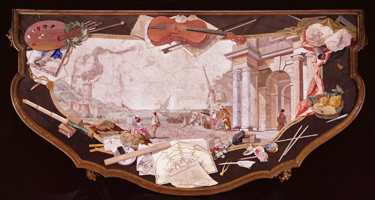 Pietra dura tafelblad door Italian School