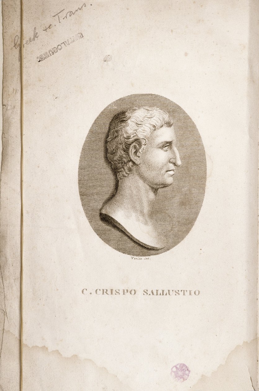 Portret van Gaius Crispus Sallust (c.85-35 v.Chr.) gegraveerd door Antonio Verico door Italian School