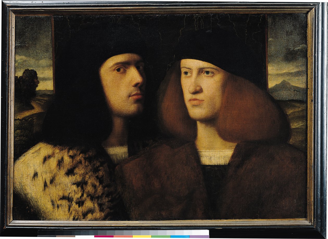 Portret van twee jonge mannen door Italian School
