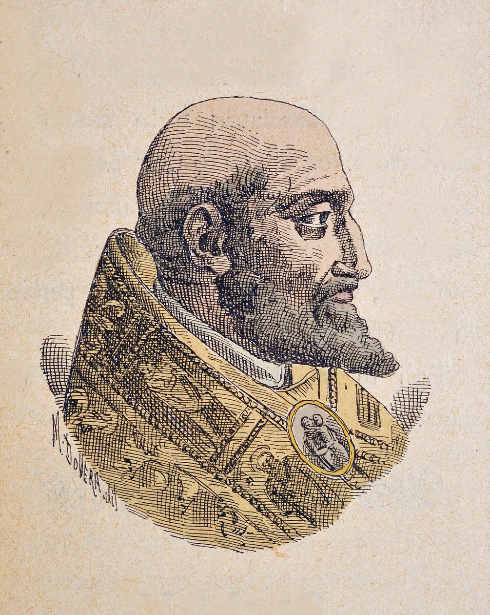 Portret van Paus Clemens VIII (Clemente of Clemens) (1592-1605), 1898 (gravure met latere inkleuring) door Italian School