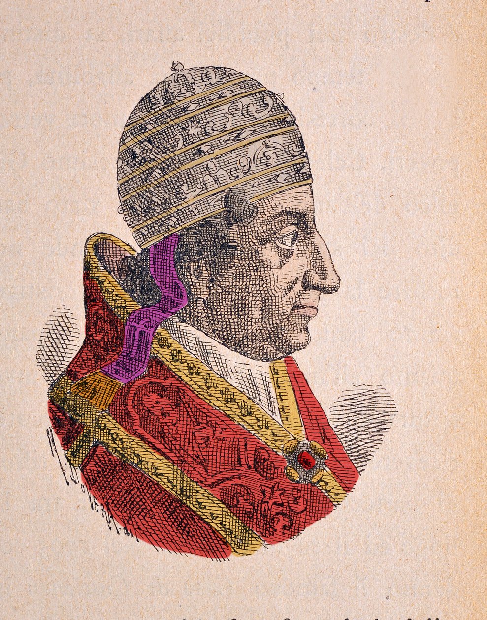 Portret van paus Clemens XI (Clemente of Clemens) (1700-1721), 1898 (gravure met latere inkleuring) door Italian School