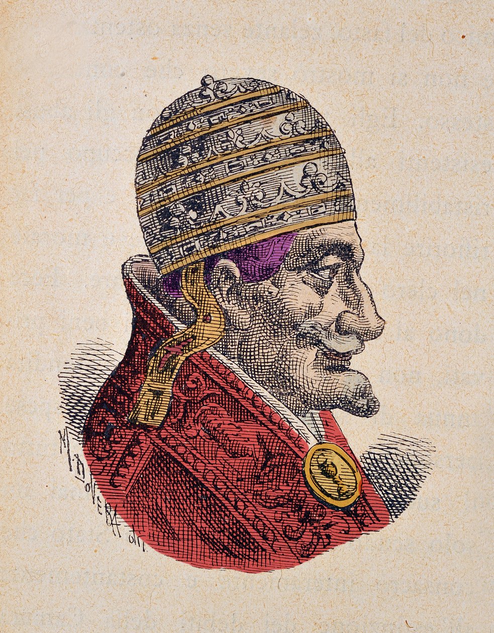 Portret van paus Innocentius XI (Innocenzo, Innocentius) (1676-1689), 1898 (gravure met latere inkleuring) door Italian School