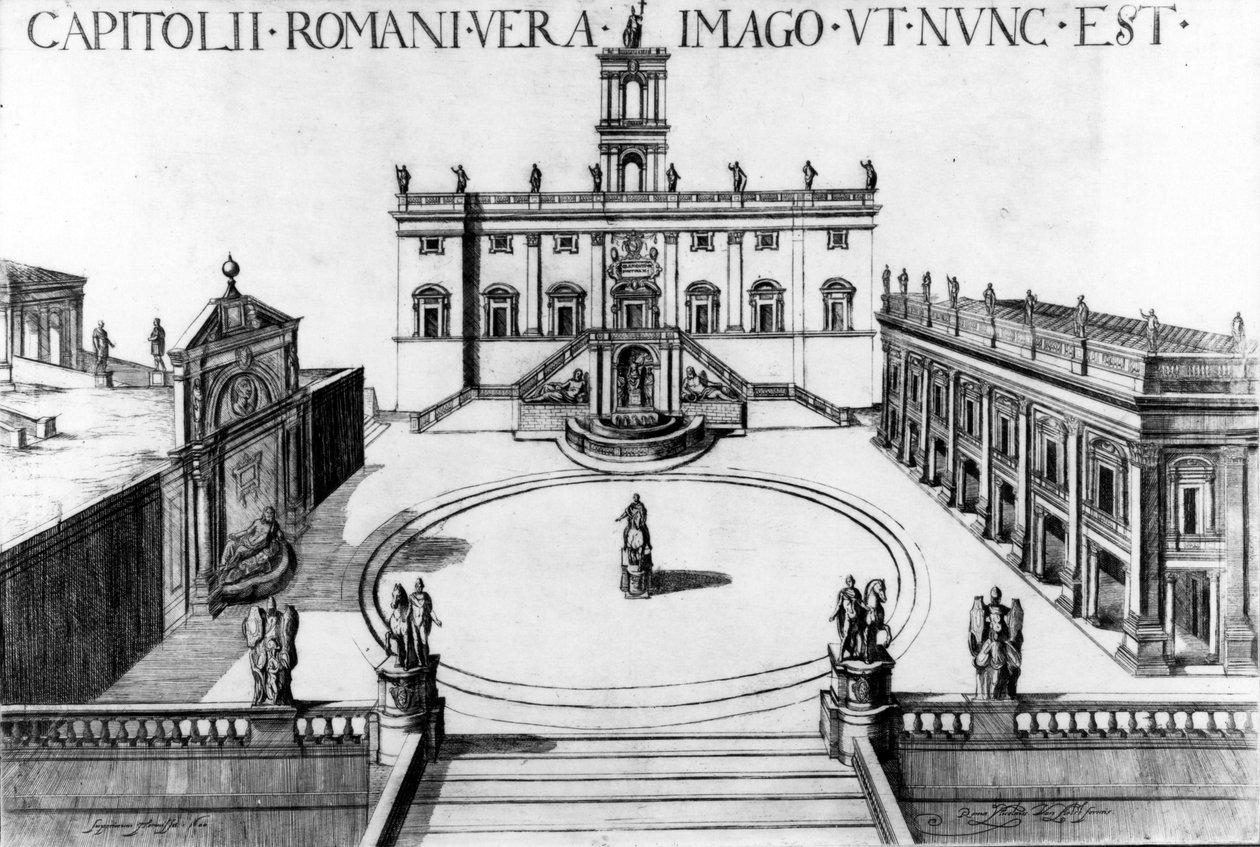 Uitzicht op het Capitool in Rome, 1600 door Italian School