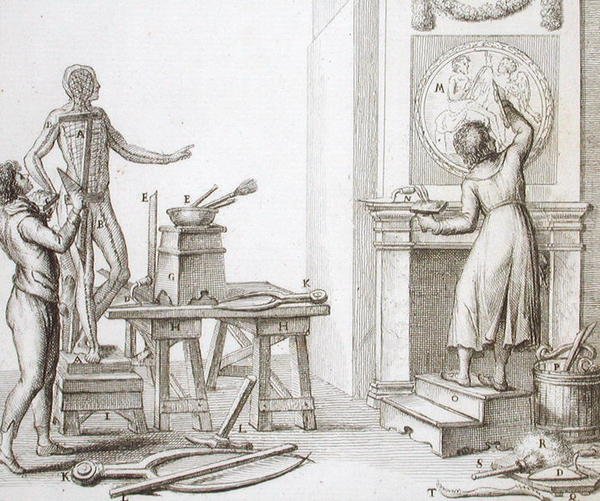 Een beeldhouwersatelier, ca. 1800 door Italian School
