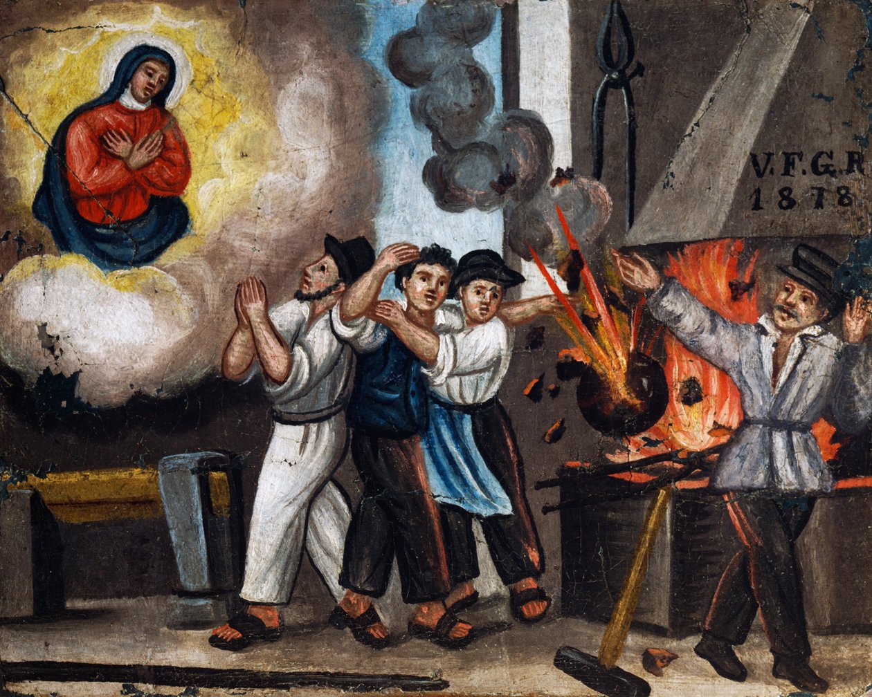 Explosie op het werk, ex-voto door Italian School