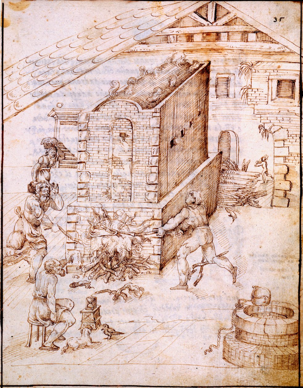 Vroegere oven stoken, ca. 1630s door Italian School