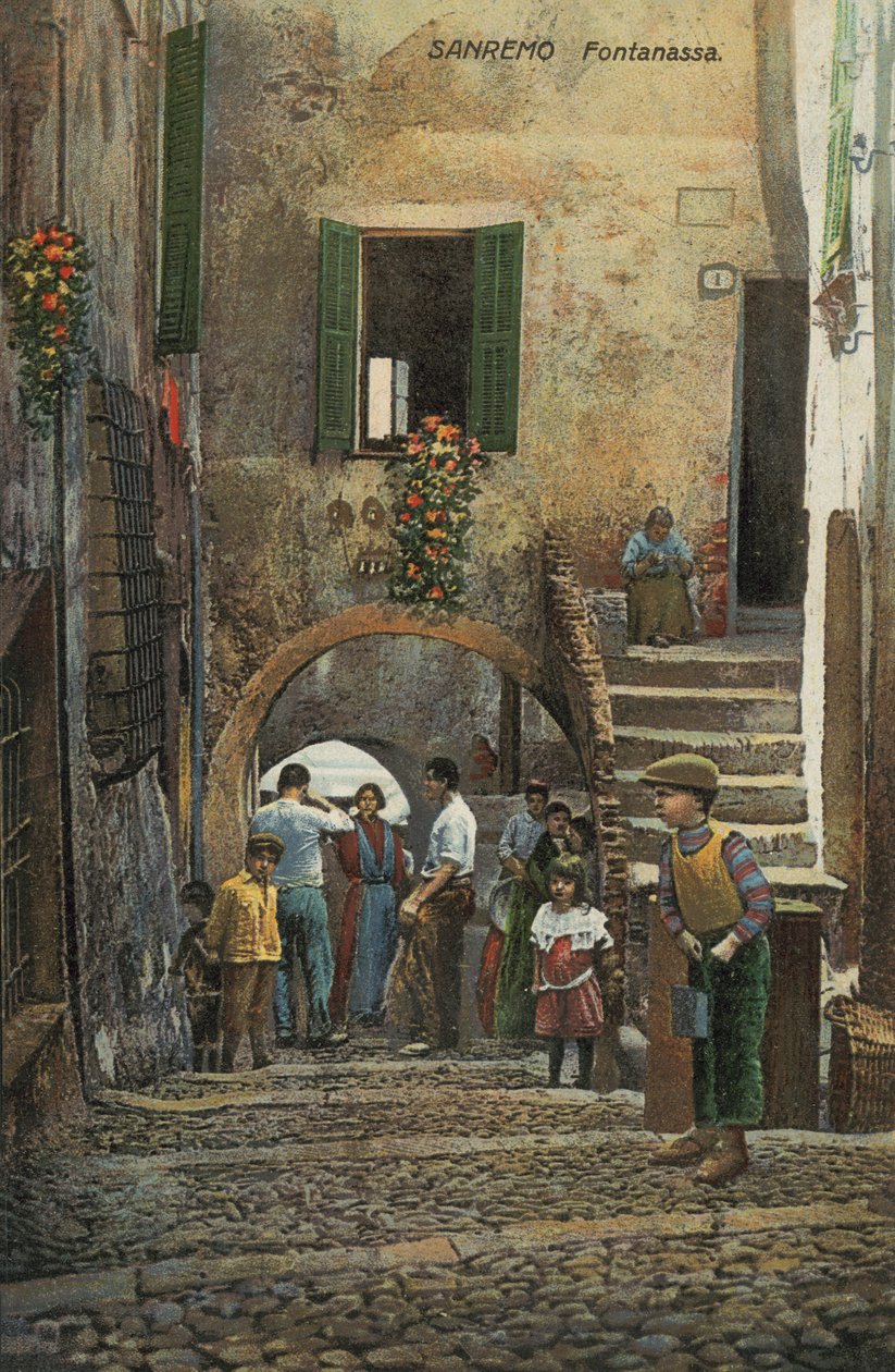 Fontanassa, San Remo, Italië (kleurenlitho) door Italian School