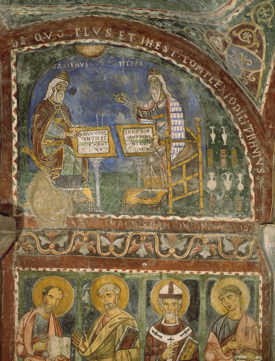 Hippocrates en Galenus, Crypte van de Kathedraal van Anagni door Italian School