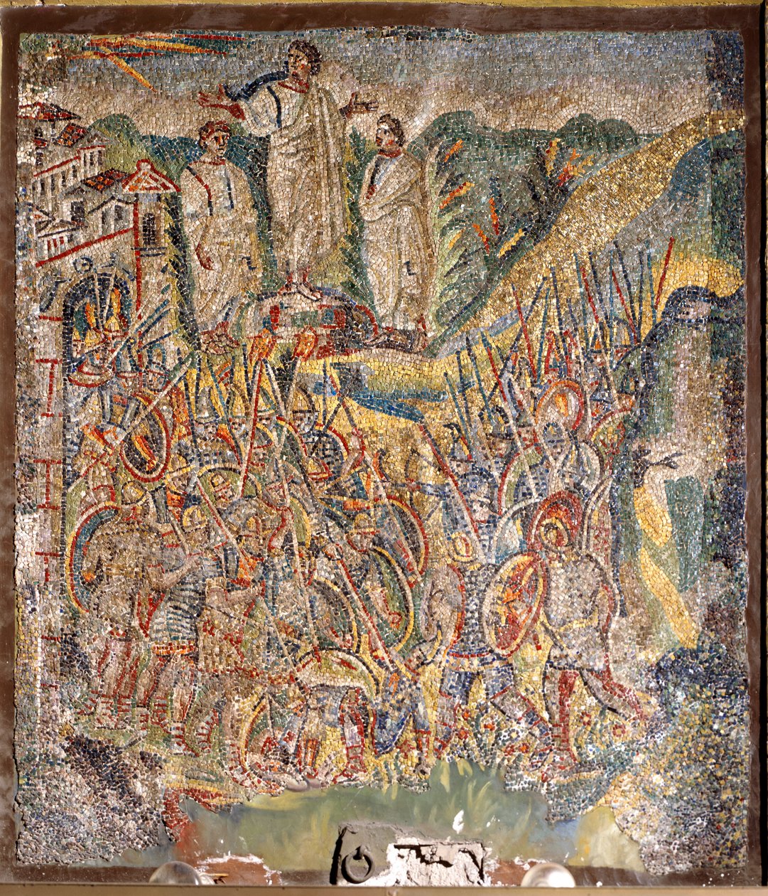 Mozes op de berg Sinaï (mozaïek) door Italian School