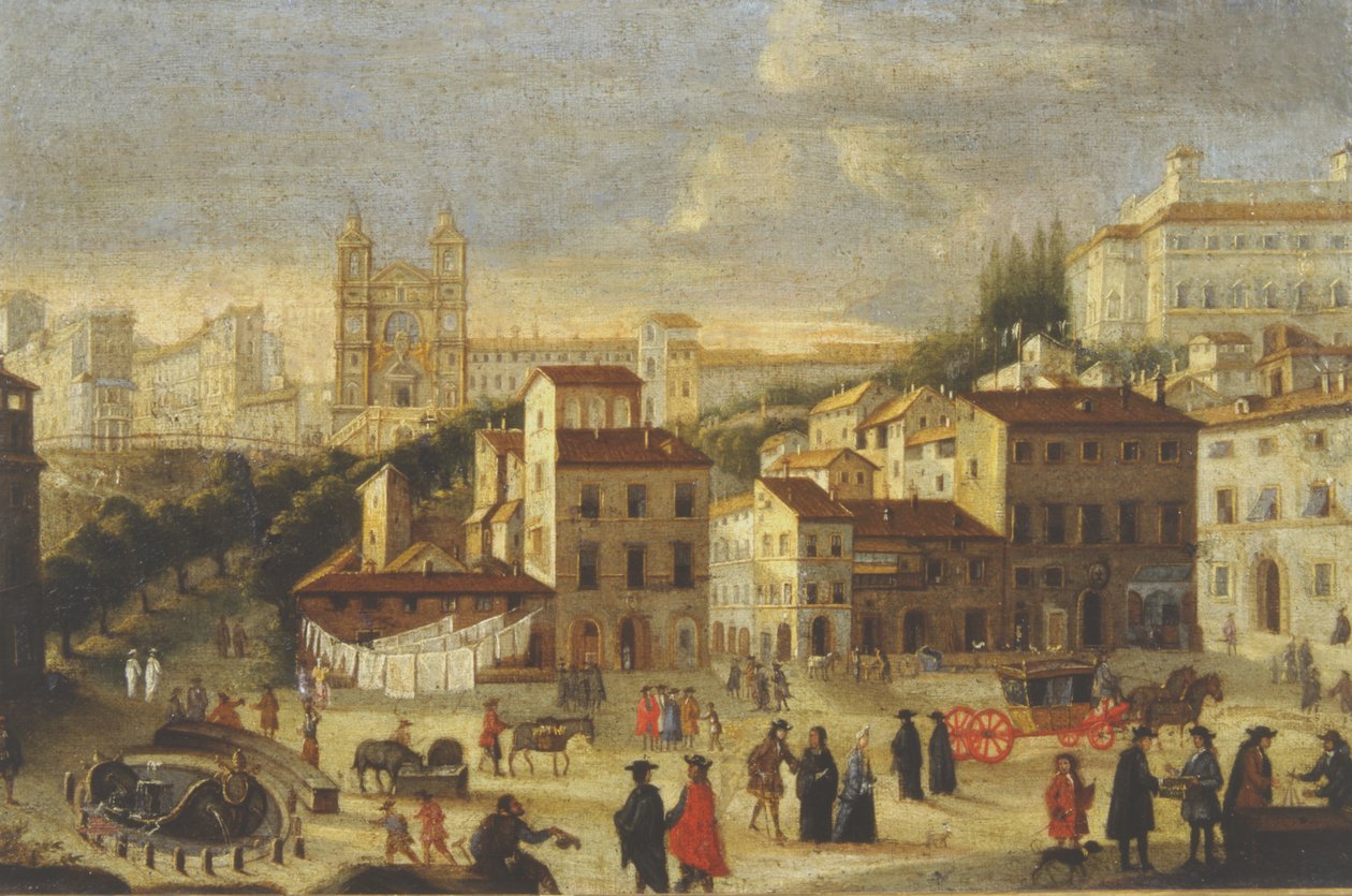 Piazza di Spagna en Trinita dei Monti door Italian School