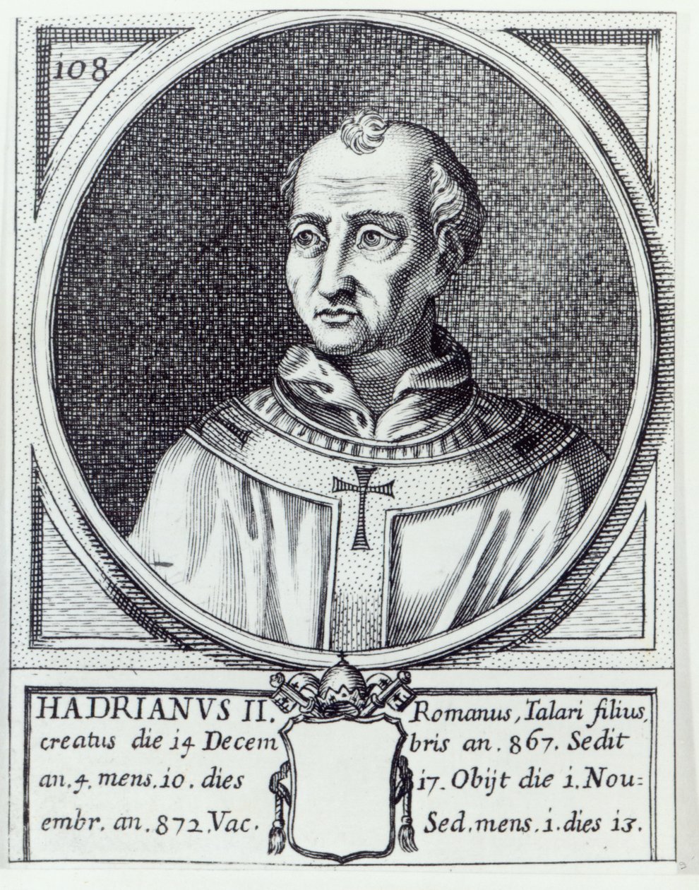 Paus Adrianus II door Italian School