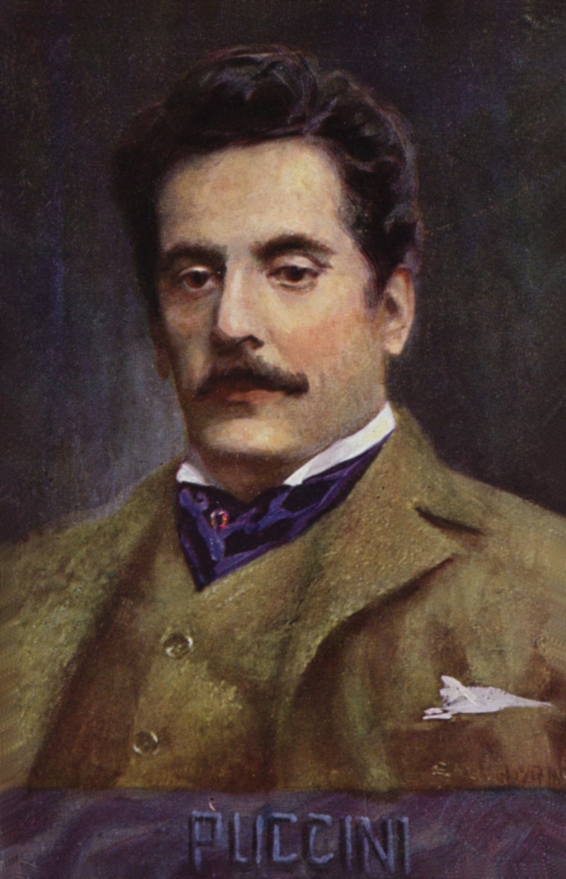 Portret van Giacomo Puccini (kleurenlitho) door Italian School