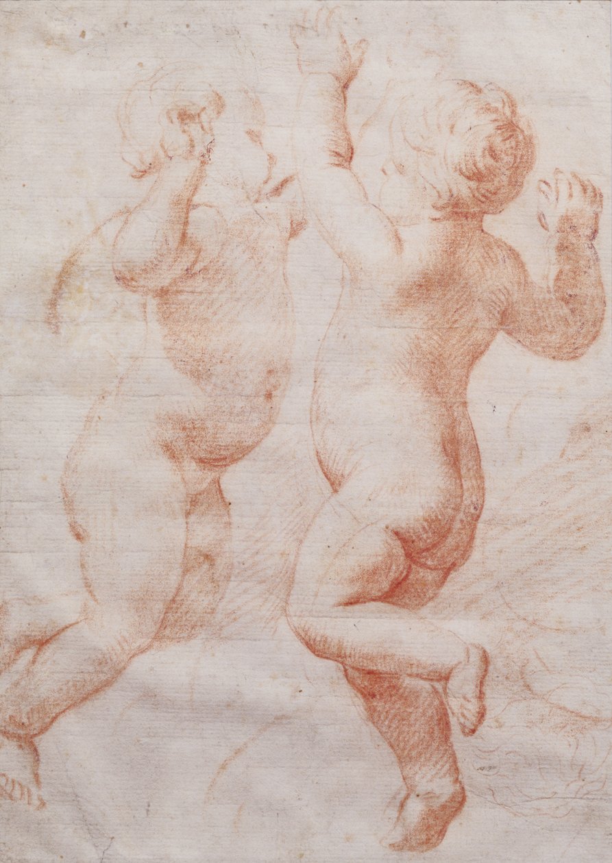 Twee dansende putti, c.1700 door Italian School
