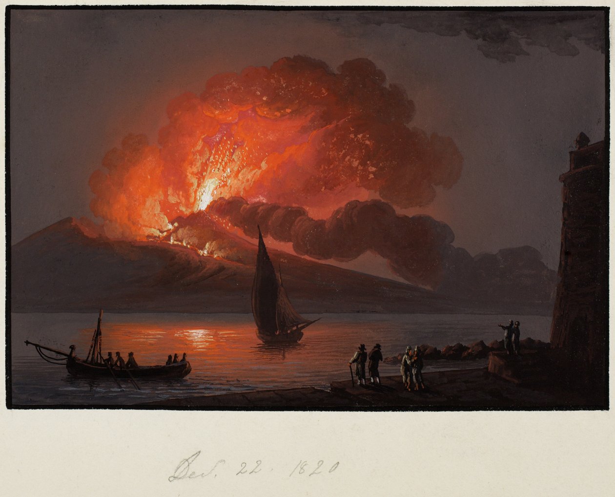Vesuvius, 22 december 1820 door Italian School