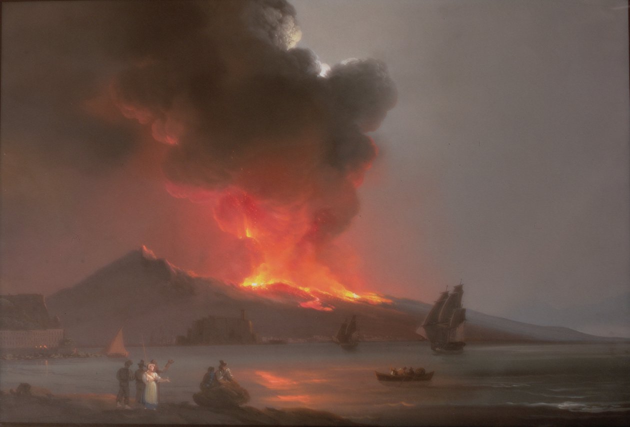 Vesuvius-uitbarsting in 1820 door Italian School