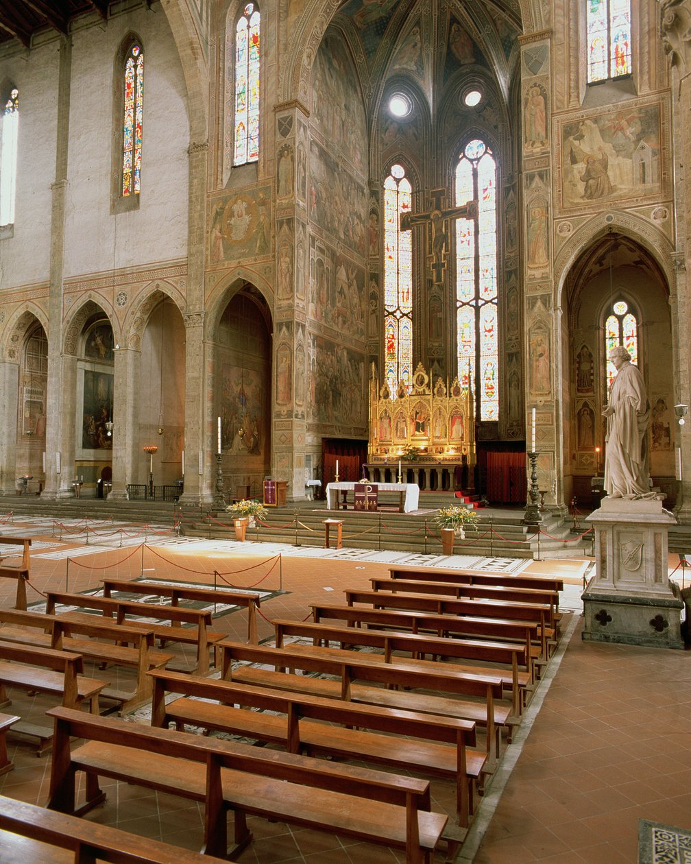 Zicht op de apsis van de kerk door Italian School