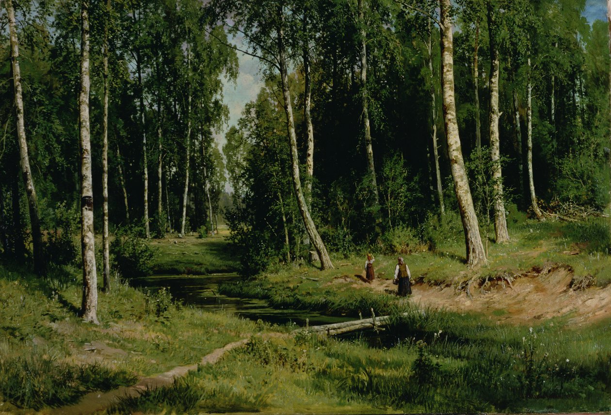 In het Berkenbos, 1883 door Ivan Ivanovich Shishkin