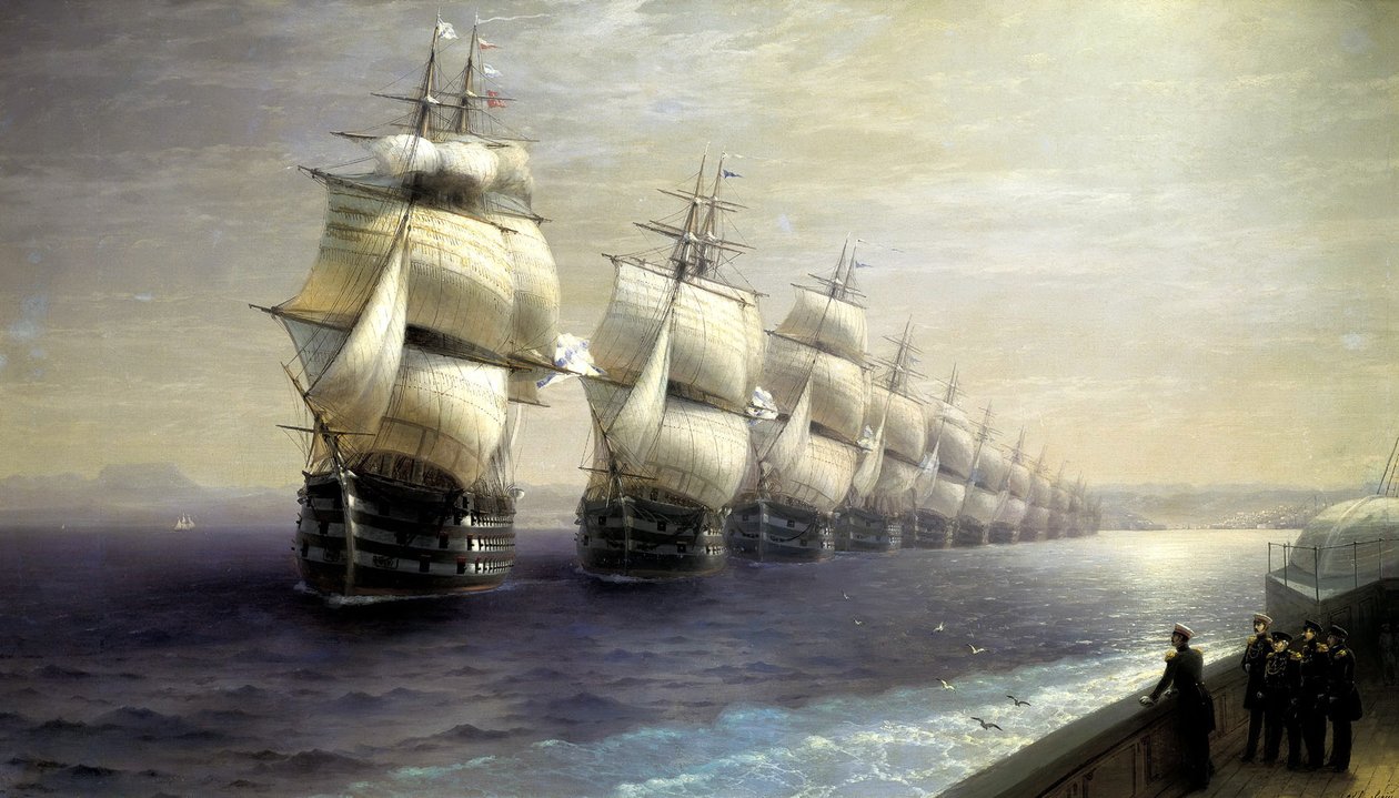 Parade van de Zwarte Zeevloot in 1849 door Ivan Konstantinovich Aivazovsky