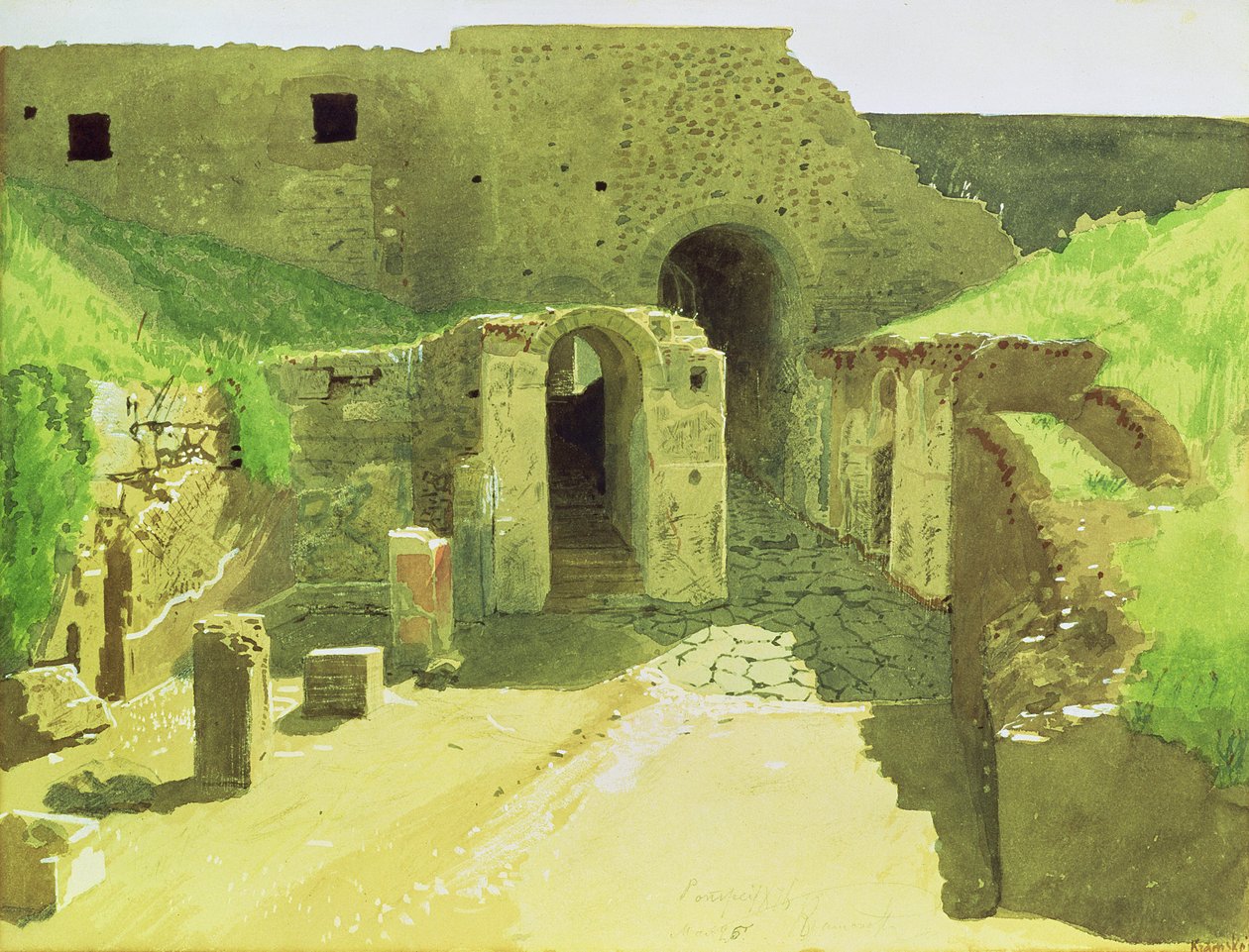 Italiaanse ruïnes, 1876 door Ivan Nikolaevich Kramskoy