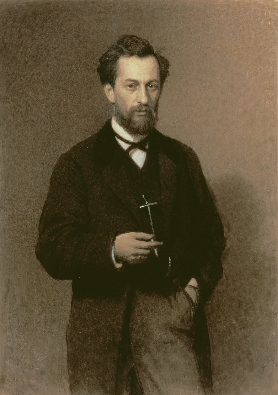 Portret van Mikhail Konstantinovich Klodt (1832-1902), 1871 door Ivan Nikolaevich Kramskoy