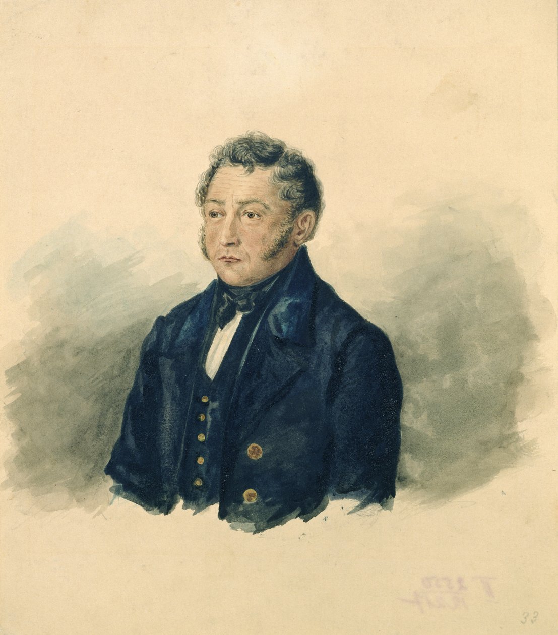 Portret van Faddey Venediktovich Bulgarin, c.1840 door Ivan Nikolayevich Terebenev