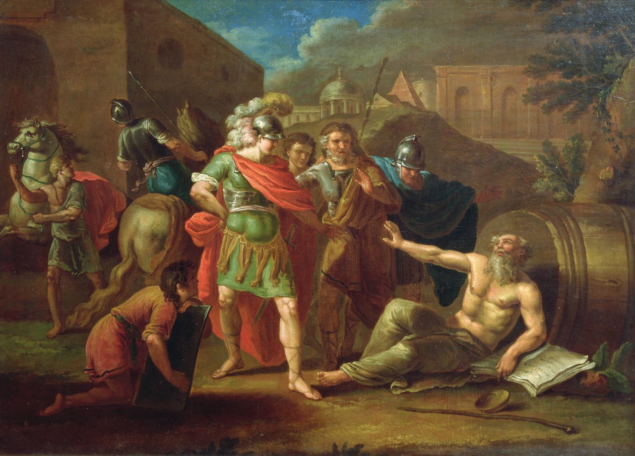 Alexander de Grote bezoekt Diogenes in Korinthe, 1787 door Ivan Philippovich Tupylev