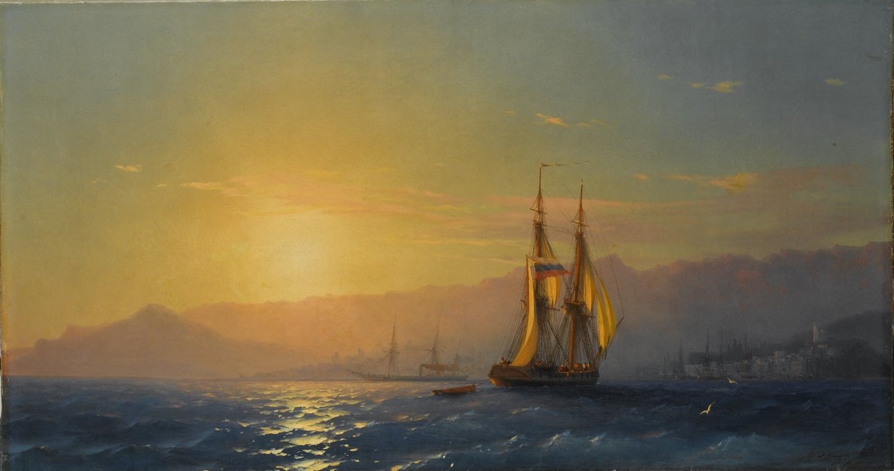 Russisch: "Zonsondergang op zee" Zonsondergang op zee door Ivan Aivazovsky