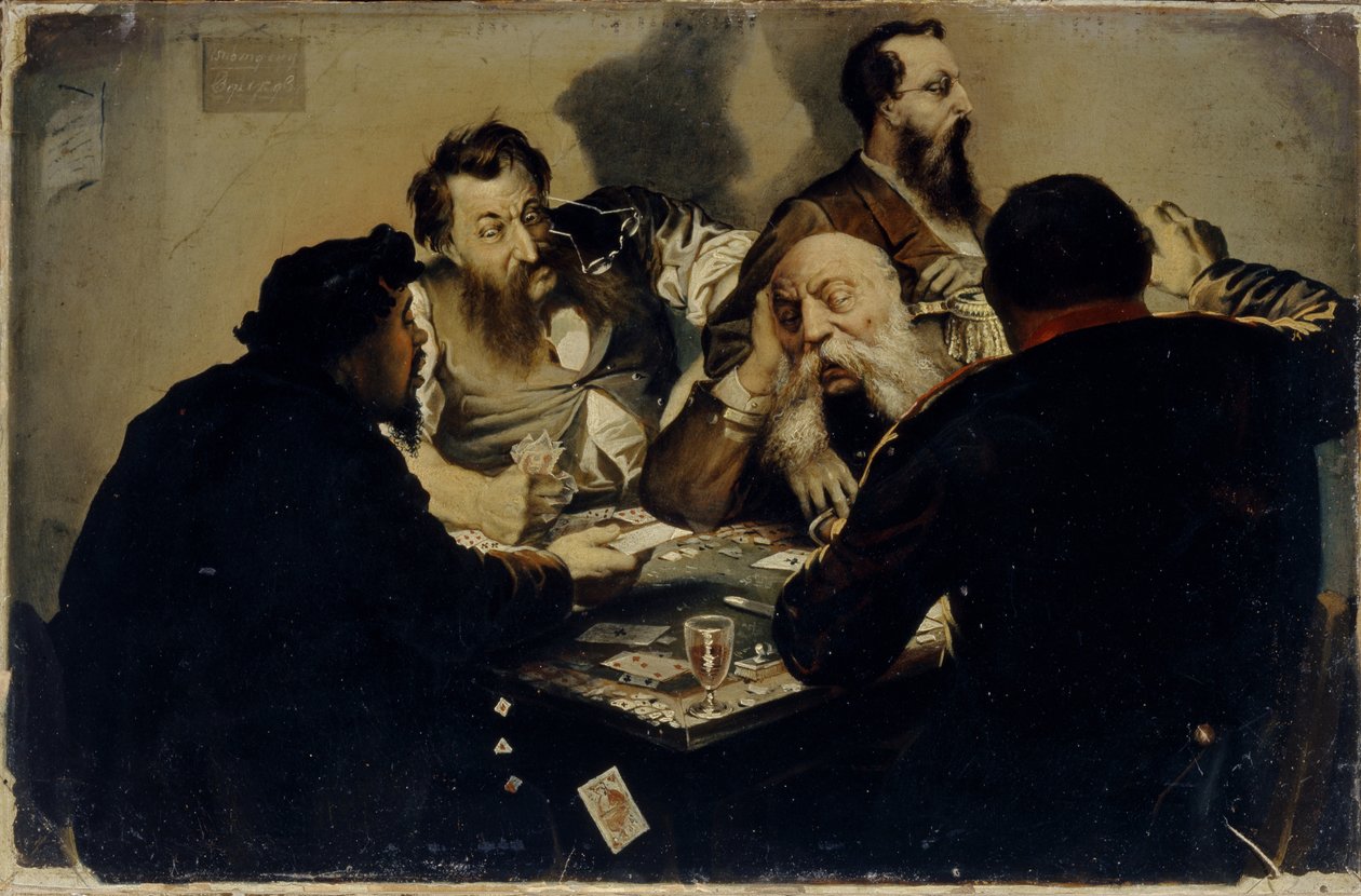 De Kaartspelers, 1870s door Ivan Alexandrovich Kalganov