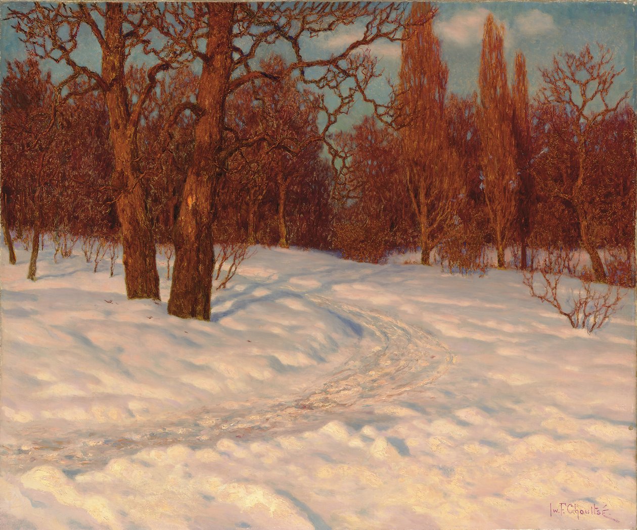 Winterlandschap bij schemering door Ivan Fedorovich Choultse