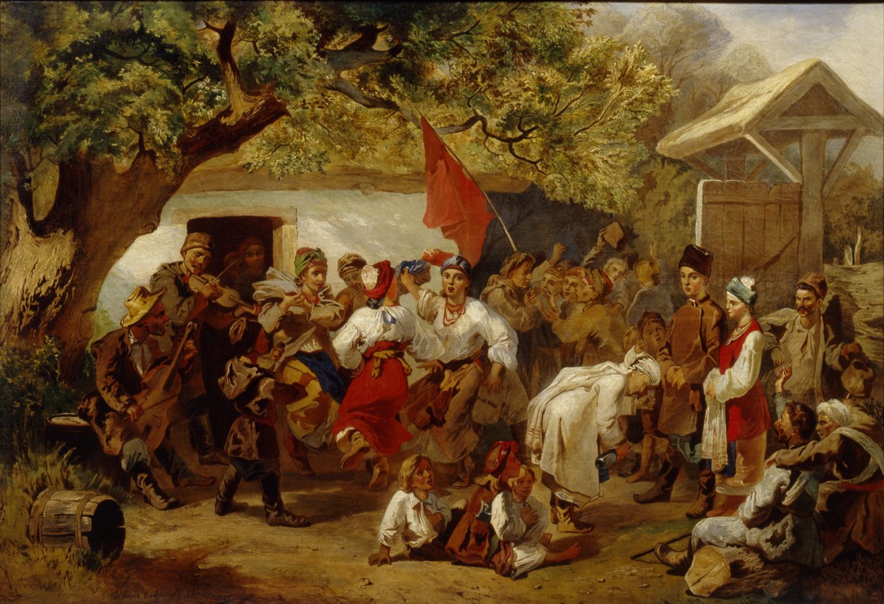 Het Bruiloftsfeest, 1860 door Ivan Ivanovich Sokolov