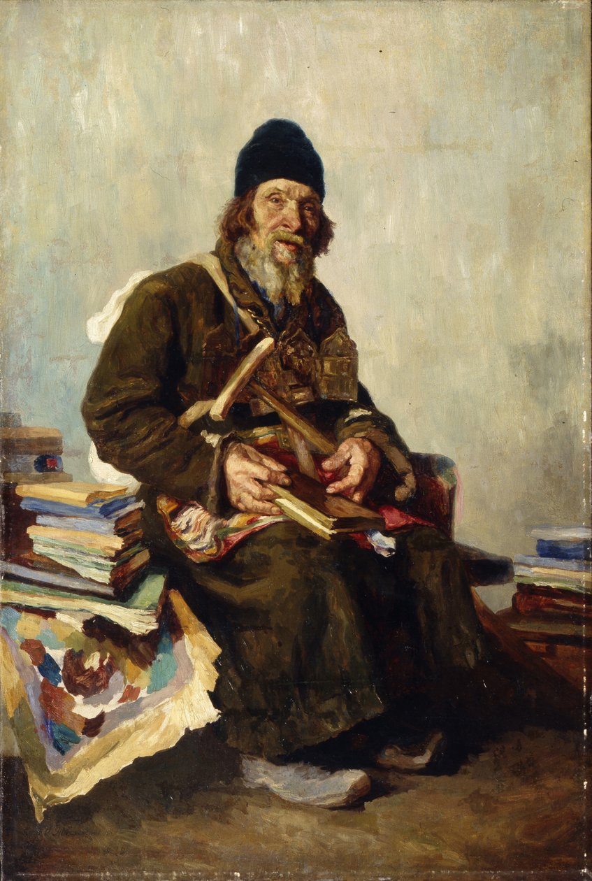 Icoonverkoper, 1889 door Ivan Ivanovich Tvorozhnikov