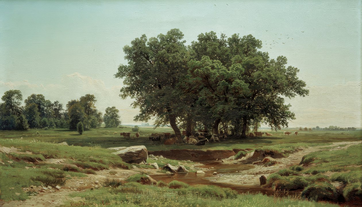 Jonge eiken door Ivan Ivanovich Shishkin