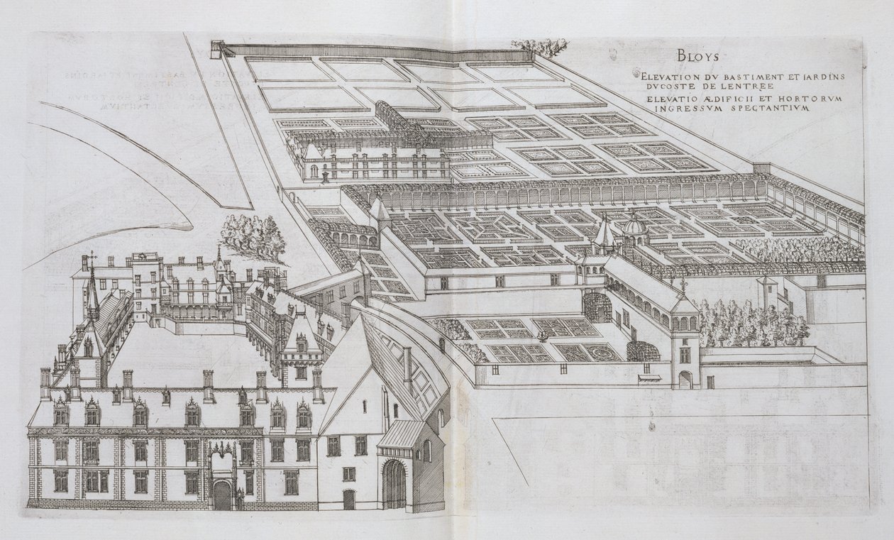 Plan van de omheinde tuinen en Chateau de Gaillon, uit 