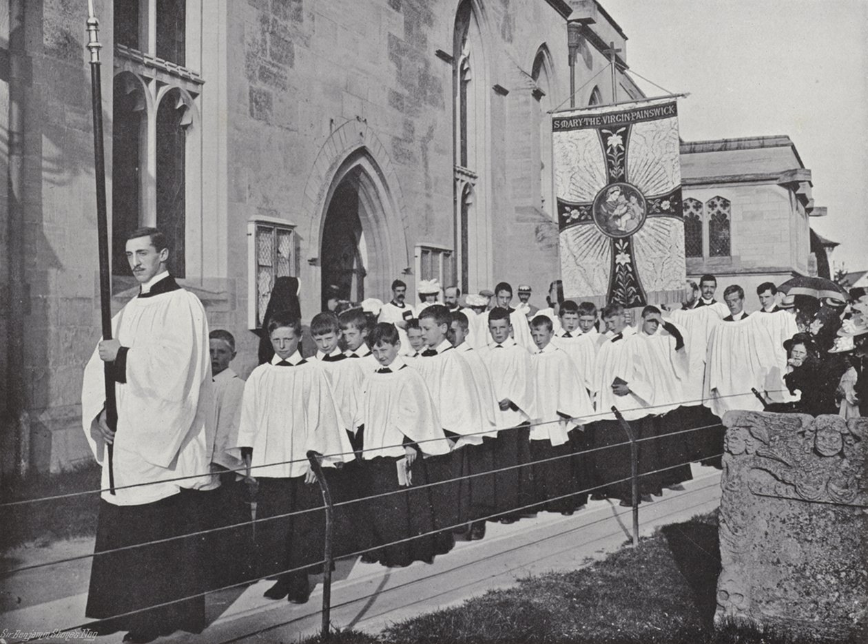 Het Omarmen van de Kerk, de Processie door J. Benjamin Stone