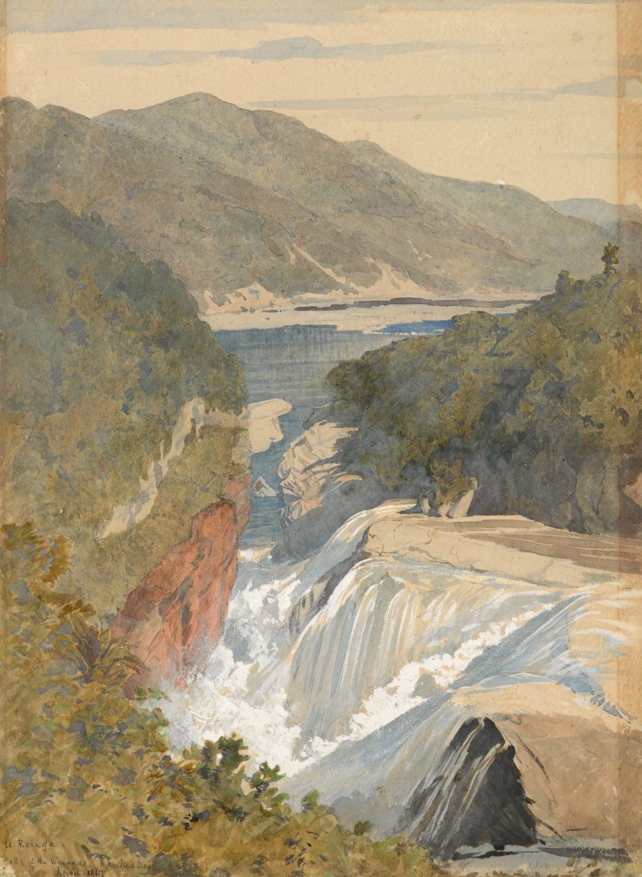 Te Reinga, Watervallen van de Wairoa. Hawkes Bay door J. C. Richmond