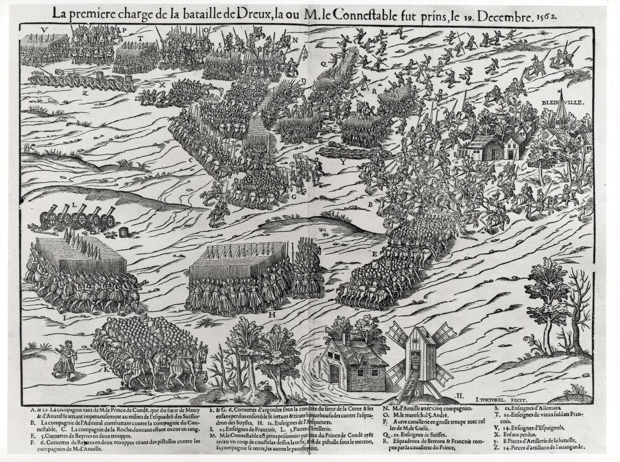 De Slag bij Dreux, 19 december 1562 door J. J. and Tortorel, J. Perrissin